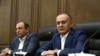 Armenia- Opposition lawmakers Artsvik Minasian (left) and Seyran Ohanian hold a news briefing in Yerevan, October 29, 2021.