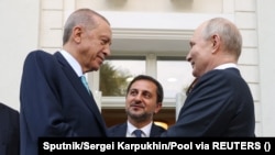 Президент Росії Володимир Путін і президент Туреччини Реджеп Таїп Ердоган після переговорів у Сочі, Росія, 4 вересня 2023 року