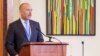 Президент Світового конгресу українців Павло Ґрод під час виступу на саміті СКУ в Румунії. Бухарест, квітень 2024 року 
