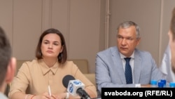 Сьвятлана Ціханоўская і Павал Латушка на пасяджэньні АПК, 2024
