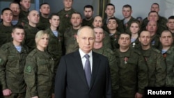 Путін виступає зі щорічним новорічним зверненням в штабі Південного військового округу в Ростові-на-Дону. Росія, 31 грудня 202 2 року