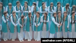 Baýramçylyk çäresine gatnaşdyrylan türkmen gyzlary