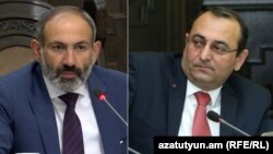Премьер-министр Никол Пашинян (слева) и министр экономического развития и инвестиций Арцвик Минасян