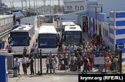 Паромная переправа на российской стороне Керченского пролива