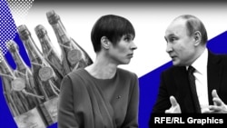 Фотоколаж: президент Естонії Керсті Кальюлайд і президент Росії Володимир Путін