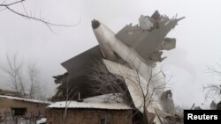 Рухнувший самолет Boeing-747-400 в селе Дача СУ. 16 января 2017 года.
