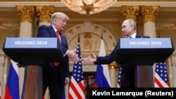 Трамп менен Путин Хелсинкидеги басма сөз жыйынында. 16-июль, 2018-жыл. 