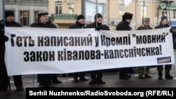 Учасники пікету біля Конституційного суду України, який розглядає подання щодо «закону Колесніченка-Ківалова», грудень 2016 року 