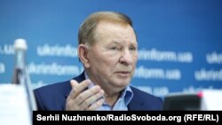 Леонід Кучма під час спільної прес-конференції трьох колишніх президентів України щодо створення української помісної православної церкви. Київ, 8 травня 2018 року