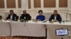 Солдон оңго карай: Каныбек Иманалиев, Адахан Мадумаров, Клара Сооронкулова жана Канатбек Исаев.