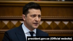Президент України Володимир Зеленський під час щорічного послання до Верховної Ради. Київ, 1 грудня 2021 року 
