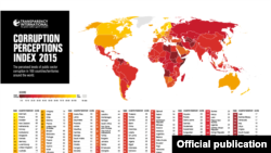 "Transparency International" guramasynyň korrupsiýa kartasy, 2015.